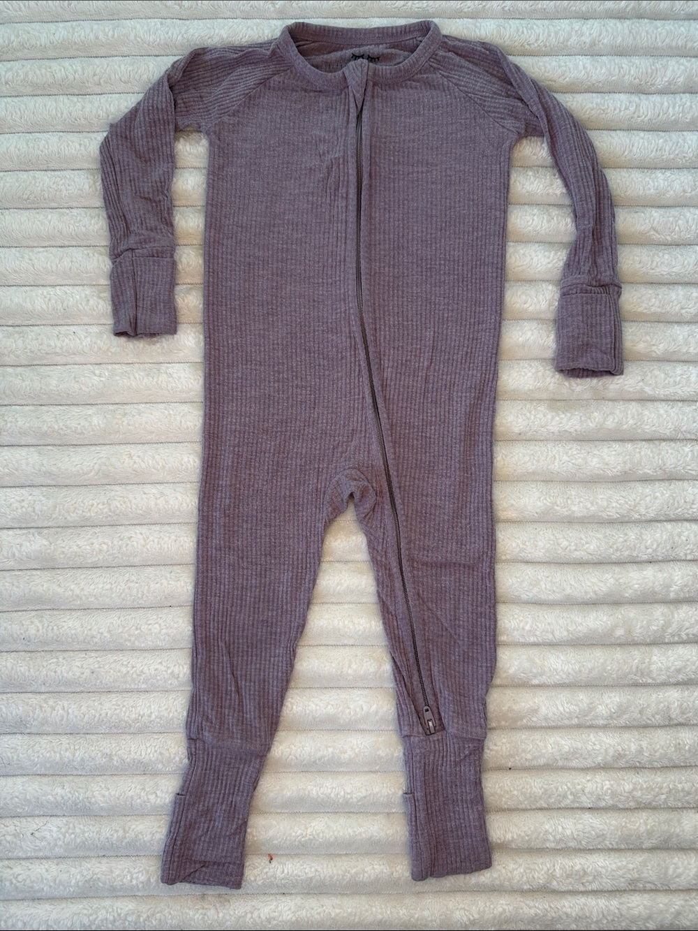 Little Sleepies Heather Smokey Lavender Ribbed Zippy